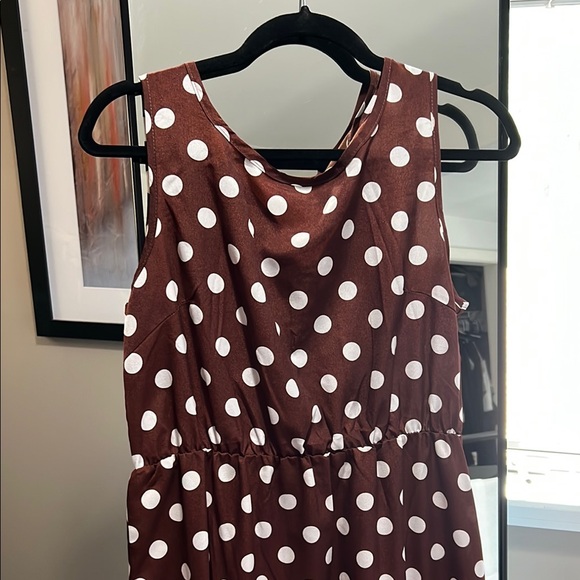 Polka Dot Maxi Dress - Brown and White | Size M - Picture 2 of 4